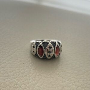 Elegant Silver and Red Women's Ring size 6